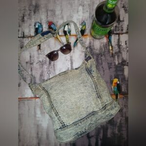 Vintage, 1980's, Acid Wash Denim, Bucket Bag